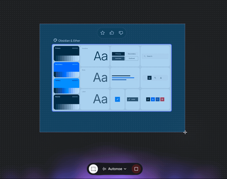 Google Stitch voice mode capture and drag to select components