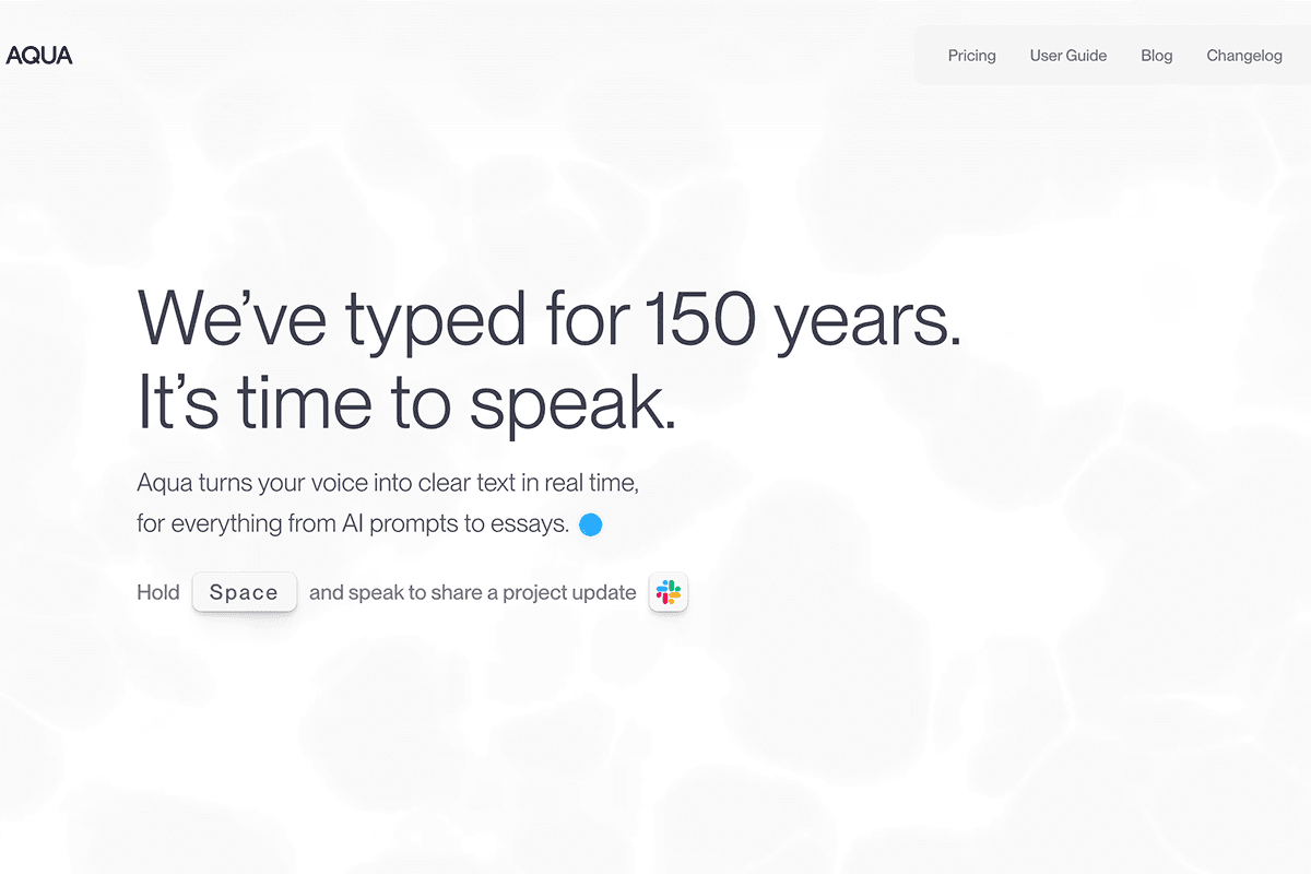 Aqua Voice landing page