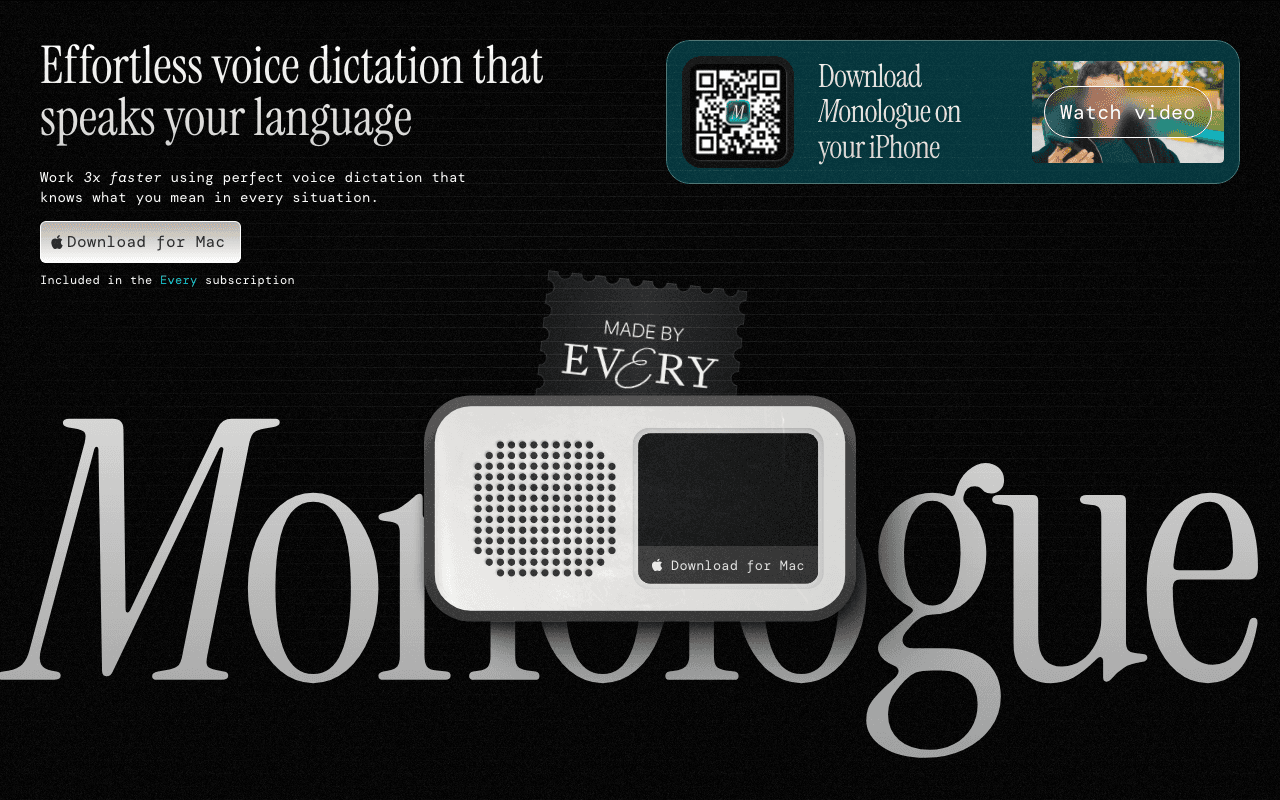 Monologue landing page