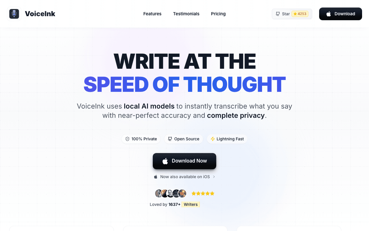 VoiceInk landing page