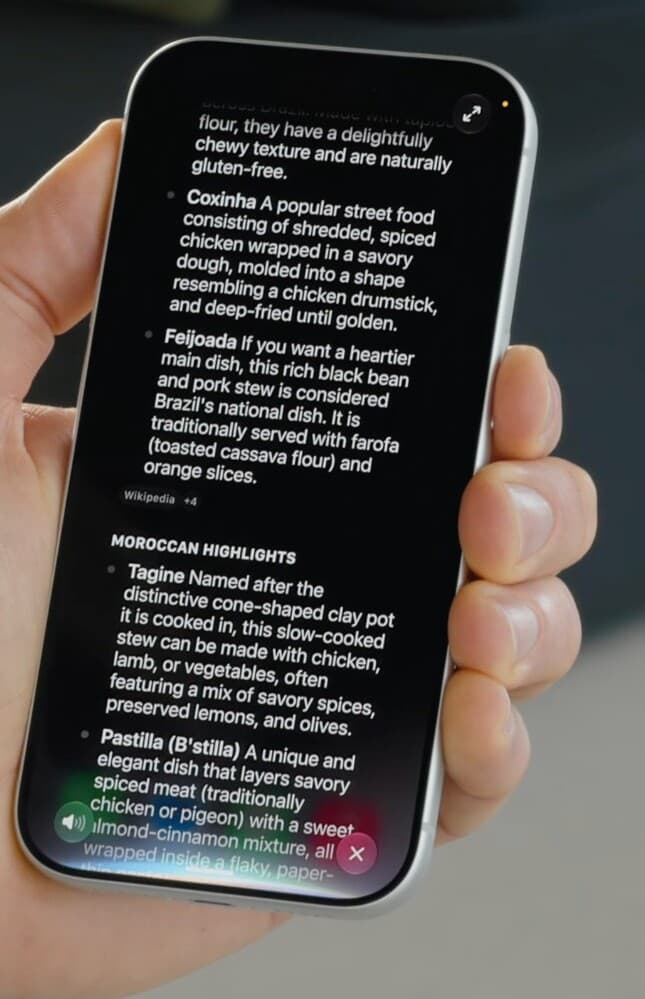 The new Siri on iPhone showing a full-screen, in-depth answer with bold headings, cited sources, and a follow-up conversation The new Siri on iPhone showing a full-screen, in-depth answer with bold headings, cited sources, and a follow-up conversation