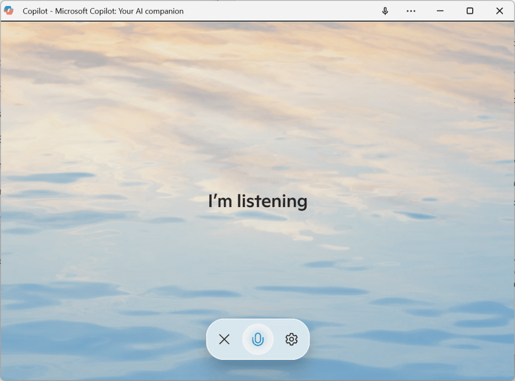 Microsoft Copilot voice mode listening on Windows