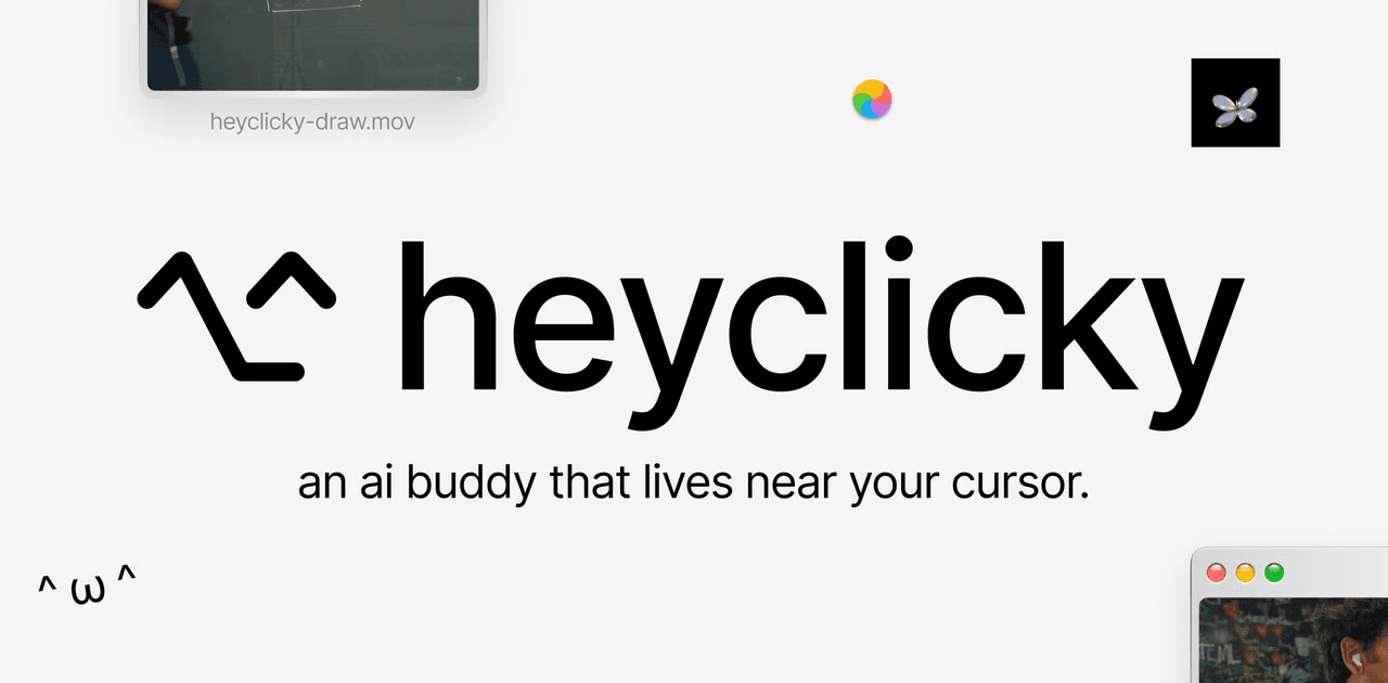 HeyClicky wordmark and AI buddy positioning